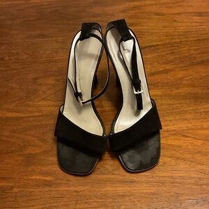 Prada Elegant Black Suede Slingback Heels